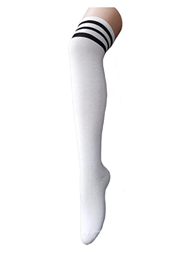 Image of Zando Womens Stripes Thigh High Socks Thigh Highs Casual Knee High Stockings
