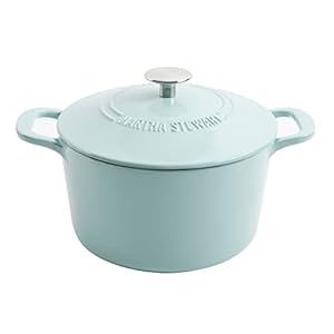 MARTHA STEWART Gatwick 7 QT Enamel Cast Iron Dutch Oven, Martha Blue & 3 Piece Oven to Table Stoneware Bakeware, Baking Dish & Casserole Set - Dusty Blue MARTHA STEWART Gatwick 7 QT Enamel Cast Iron Dutch Oven Martha Blue 3 Piece Oven to Table Stoneware Bakeware Baking Dish Casserole Set Dusty Blue
