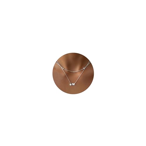 LOLIAS Damen Mädchen - Silber Herz Kette mit Buchstaben Namen Kette Edelstahl Silber Kette Damen Mit Herz Buchstaben Anhänger Layering Personalisierte Kette