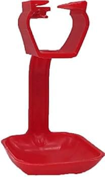Image of Bethlehem 10 Pcs Chicken Cup, with 90 * Nipple Chicken Nipple Drinker Cups Waterer Hanging Cup Drinking Water Tool for Farm Poultry Fountains Nipple Drinkers with Base, Red Plastic, Set of 10