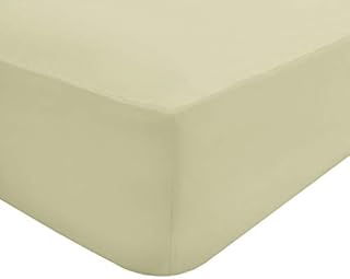 Sleepdown Silver Plain Fitted Sheet Non-Iron 180 Thread Count Percale Poly Cotton Easy Care 25cm Deep Pocket Bedsheet Bed Linen - Double