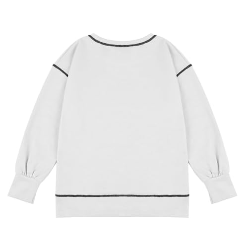 Girls Kids Long Sleeve Pullover Sweatshirts Exposed Seams Raglan Crewneck Shirts Solid Casual Fall Tops For 6-15 Years4