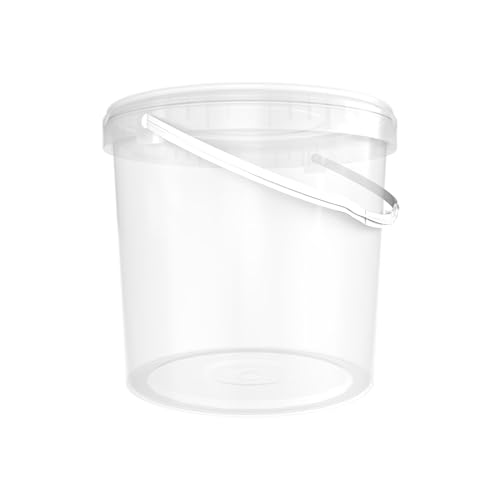 Eimer mit Deckel 10l Transparent Rund | Kunststoff Eimer Lebensmittelecht, luftdicht und stabil | Leereimer mit Griff und Deckel für Lebensmittel Chemie Waschpulver Klebstoffe geeignet