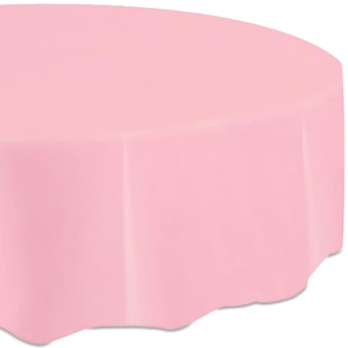 Unique Party - 50382 - Nappe Ronde en Plastique - 2,13 m - Rose Pastel
