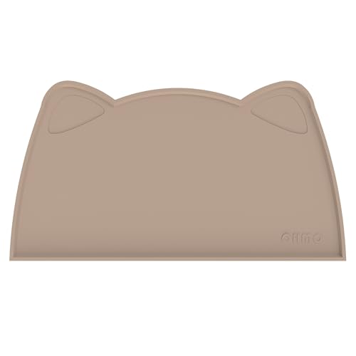 OHMO Napfunterlage für Kleine Hunde und Katze, Unterlage für Katzennapf, rutschfeste Futterunterlage aus Silikon, Wasserdicht, Beige 52x30cm