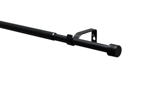 GARDINIA Juego de Barra de Cortina KOS Cap, Extensible, Juego Completo con Soportes, Tapas, Material de fijación, Longitud 120-210 cm, diámetro 19/16 mm, Metal, Negro Mate