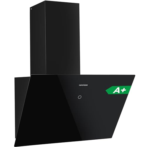 Cooker Hood 60cm Wall-Mount Extractor Hood with 700m³/h Tempered Glass Touch Control Aluminum LED 3 Speed Black TopStrong Extractor fan kitchen