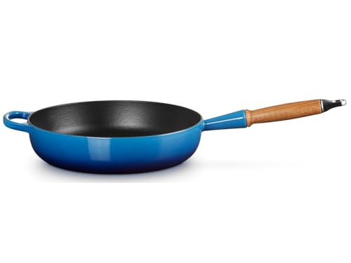 LE CREUSET Signature gusseiserne Sautépfanne mit Holzgriff 28 cm Azure Blue, 20259282200422