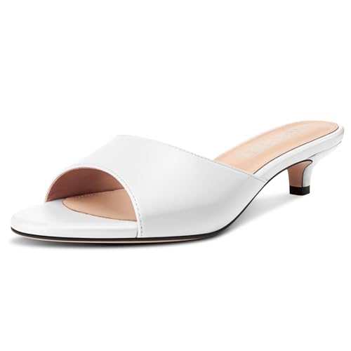 Image of TNYNFBEB Womens Low Kitten Heel Open Toe Sandals Mules Shoes Slingback Prom Party Dress Summer 1.4 Inches Heels