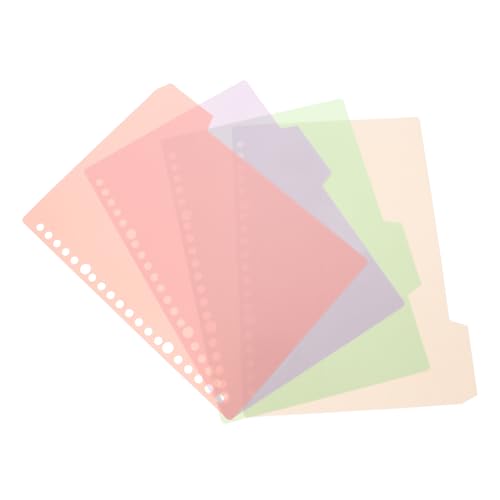 STOBOK 4pcs Pastel Pp Binder Dividers Tabs A5 Size Spiral Notebook Inserts Pockets for School Office Home Organization