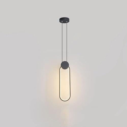 Suspension LED cuisine îlot et salle à manger moderne ronde noire 19W réglable