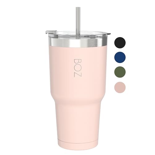 BOZ Insulated Tumbler - Stainless Steel Cup with Lid and Straw - Perfect for Hot and Cold Drinks - BPA Free (900 ml / 30oz Pink)
