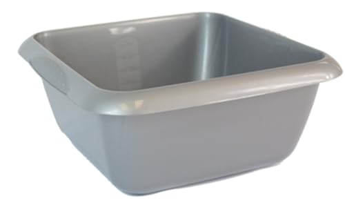Square 7L SILVER Plastic Kitchen Household Cleaning Washing Up Sink, Basin Mixing Bowl