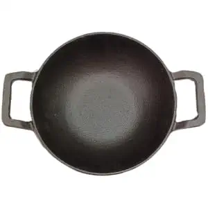 Stylish Kitchen Primium Quliaty cast Iron Special Deep Kadai Seasoned 8 inch | Iron kadai Medium Size | Black | 8 inch