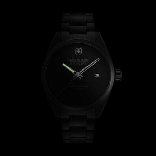 Image of Swiss Military Hanowa Pioneer Stealth Black Round Dial Swiss Made Analog Watch for Men | SMWGH0004130