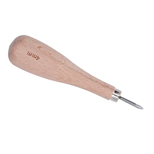 Furador de costura, cabo de madeira de faia 4 mm ferramenta DIY faca incisiva de couro furador para