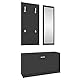 vidaXL Flurmöbel Set 3-TLG. Garderobenset Garderobe Kompaktgarderobe Dielenmöbel Flureinrichtung Flurgarderobe Wandgarderobe Schwarz Holzwerkstoff