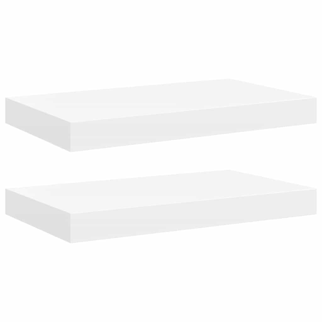 vidaXL 2x Floating Wall Shelves Home Bedroom Display Bookcase Wall Ledge Board Rack Hanging Shelf Invisible Mounting White 40x23x3.8 cm MDF