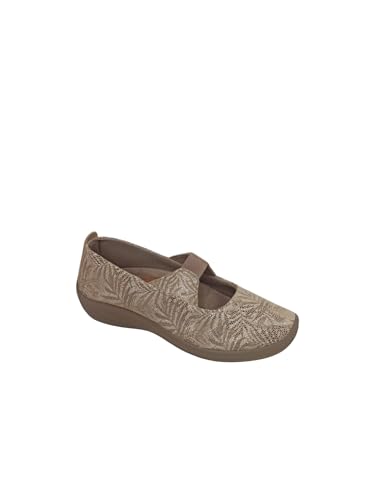 Arcopedico 4606 Itatiaia - Zapatos elásticos para mujer con estampado de hojas, azul marino y beige, beige, 40 EU