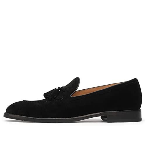 Men's Loafers & Slip-ons Casual Slip On Tassel Loafers for Men Suede Black US 9.52