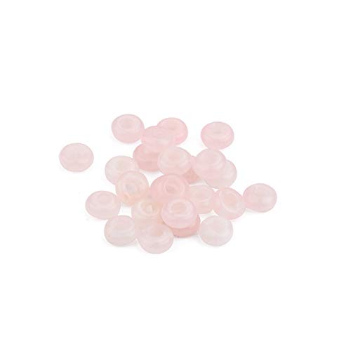 BEADIA Natural Rose Quartz Crystal Rondelle Stone with Large Hole (4mm) Loose Semi Gemstone Beads for Jewelry Making 10mmx4mm 24pcs - Thumbnail 3