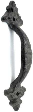 Vintage Sliding Door Pull Gate Handle Cast Iron Fleur de Lis Rustic Cast Iron Set of 2
