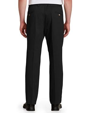 Harbor Bay by DXL Men's Big and Tall Waist-Relaxer Pleated Twill Pants | Flat Front Style, Elasticized Comfort Waistband