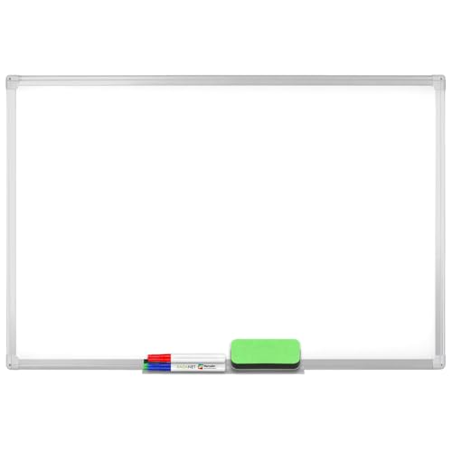Recopilación de Oficina al mejor precio. 48 Raganet, Pizarrón Blanco Magnético 90 x 60 cm, Pizarra Borrado en Seco con Marco de Aluminio, Incluye 4 Rotuladores de Colores, Borrador Magnético y Bandeja, Ideal para Escuela,...