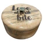 Image of Ethnic Handcrafted Carved Wooden Chapati Box for Kitchen /Hot Pot Roti Box Casserole /Roti Dabba with Lid