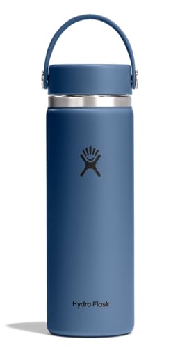 Image of Hydro Flask Water Bottle - Insulated Stainless Steel - Wide Mouth Flex Lid, Non Spill, Leakproof and Refillable in 20 Oz Harbor Blue