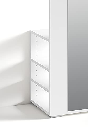 byLIVING Flurgarderobe Ben/Garderobe matt weiß mit Spiegel/Spiegelschrank für den Flur mit Kleiderstange und Ablage/B 40, H 184, T 35 cm