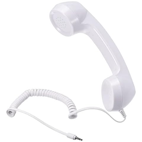 MECCANIXITY 3,5 mm Retro-Telefonhörer Telefonempfänger für Mikrofon Lautsprecher glatt weiß Cover