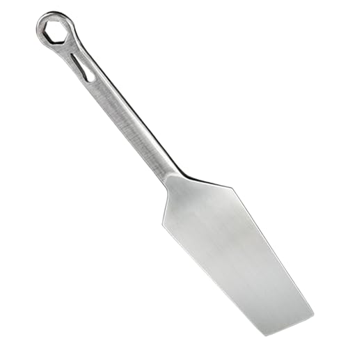 HOMSFOU Cazzuola per Intonaco da Muratore Bifacciale in Acciaio Inox Impugnatura Rotonda Ergonomica Frattazzo Piatto di Finitura per Piastrelle e Mattoni Strumento Multiuso per Lavori