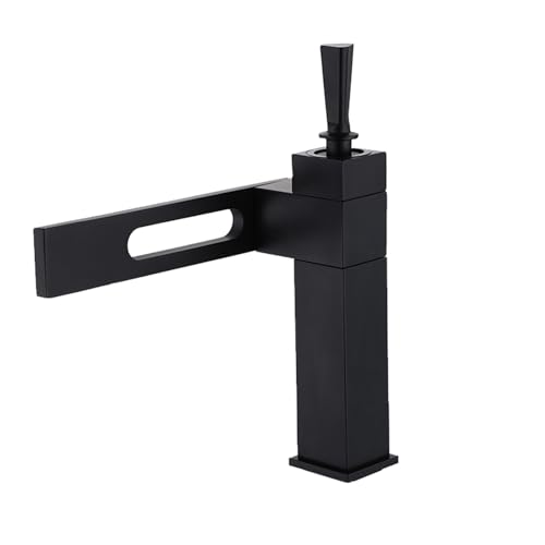 Mitigeur de lavabo cascade noir au design creux unique pour moderniser votre salle de bain