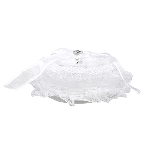 Romantic Heart Shaped Wedding Ring Bearer Box Lace Pearl Flower Elegant Ring Bearer Pillow for Wedding Ceremony Engagement Proposal Ring Holder - Thumbnail 7