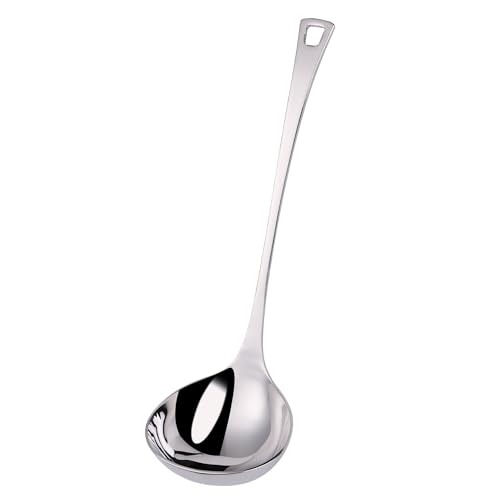 Mafier 4 oz. Kitchen Ladle 11 Inch Soup Ladle 18/10 Stainless Steel Cooking Ladle Kitchen Accessories for Stirring Portioning and Serving Soups Gravy Sauces Chili Stew and More(silver)