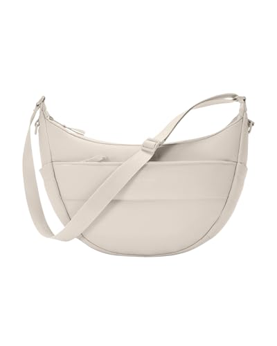 LARKSON Crossbody Bag Damen & Herren Beige - Emma - Puffer Umhängetasche im Halbmond Design - Halbrunde Schultertasche - Puffy Moon Bag - Wasserabweisend