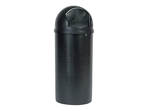 Image of Rubbermaid Commercial Products Marshal Domed Round Trash Can 25-Gallon Black Indoor /Outdoor Garbage Container for Parks /College Campus /Outdoor Shopping Mall /Restroom /Restaurant /School