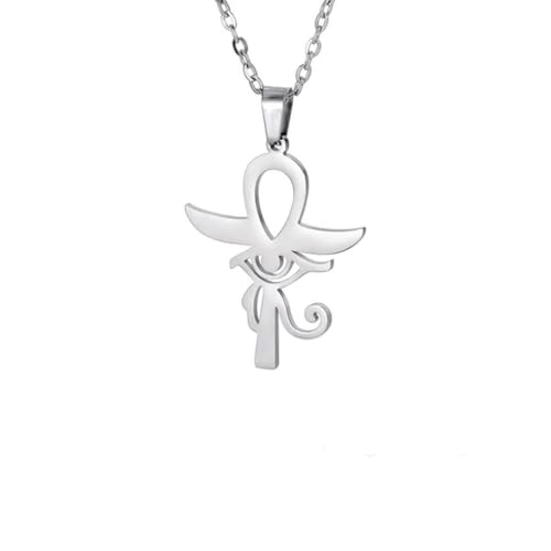 Gu Feng Egypte Oeil D’Horus Ra Ankh Croix Collier En Acier Inoxydable Cou Chaîne Egyptienne Protection Wedjat Eye Bijoux Pour Femmes Hommes