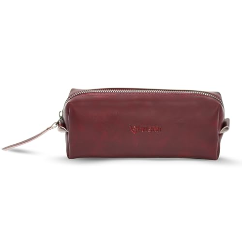 Image of VISMIINTREND Large Capacity Pencil Case Pouch - Cute Aesthetic Zipper Case for Pens, Portable Office Stationery, Makeup Bag, Desk Organizer for School, College, Adults, Women & Men (Wine)