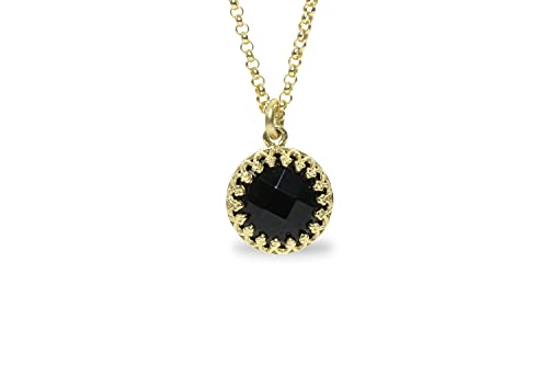 Collier d'onyx noir en or 14k délicat et raffiné Anémone