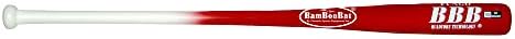 BAMBOOBAT by Pinnacle Sports Equipment INC. Adult Fungo Infield/Outfield Bamboo Baseball Bat, White Handle/Red Barrel, 34"