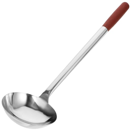 ELEOUTI Cuchara de Cocina de Acero Inoxidable Mango de Madera Cuchara Sopera para Arroz Frito Cucharón Resistente y Práctico para Uso en Cocina Doméstica y Profesional