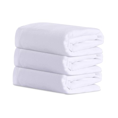 Image of Kuber Industries Pack of 3 Cotton Bath Towel for Women | Super Soft Swimming & Bathing Towel | 30x60 Inch | Travel Cotton Towel & Gamcha | White