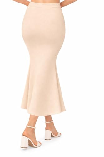 Image of Women's Seamless Cotton-Blend Saree Shapewear Petticoat - High-Waist Underskirt (S-XXL) - Fish-Cut, Breathable & Stretchable for Daily, Party