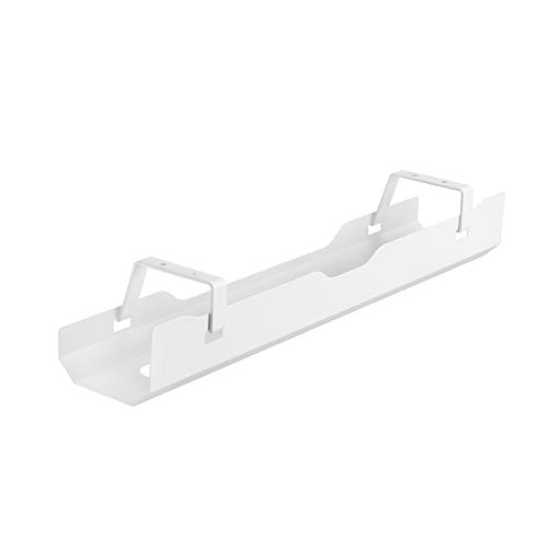 conecto Kabelhalterung für Schreibtische Kabelmanagement mit Untertischmontage aus hochwertigen Stahl 60cm lang weiß