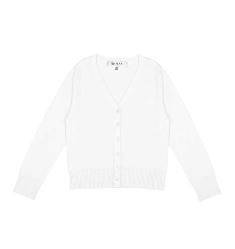 YEMAK Girl’s Knit Cardigan Sweater – Long Sleeve V-Neck Basic Kids Casual Button Down Soft Lightweight Knitted Cute Top