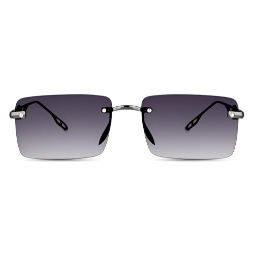 Image of IFLASH UV Protected Rectangular Rimless Sunglasses for Men and Women