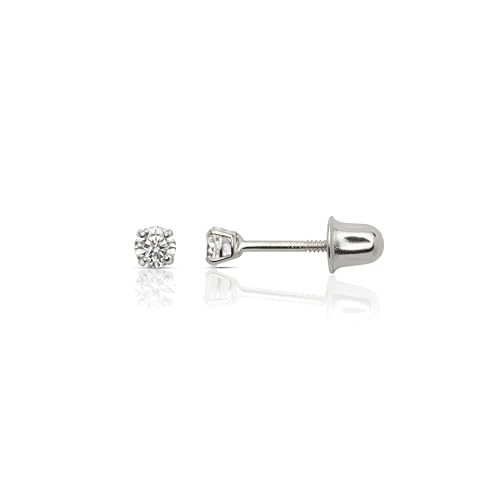 Olivia's Collection 14k White or Yellow Gold Screw Back Stud Earrings (2.0-7.0mm), Piercing to the Lobe, Upper-Lobe, and further piercing for a Woman, Man, and Teens