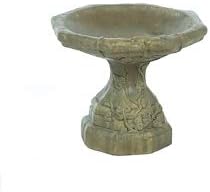Round Ivy Birdbath 100% Concrete 13in Tall Aged Pine Color
